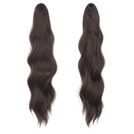 FESHFEN Ponytail Extensions Clip, 50 cm Hair Extensions Braid Long Ponytail Hairpiece Clip Wavy Extensions Braid Brown Ponytail Hair Extension for Women