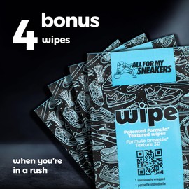 ALL FOR MY SNEAKERS All4MySneakers Premium Sneaker Cleaning Kit with Brush, Bottle (170ml), Microfibre Cloth and 4 Bonus Wipes (Wipes), Black, One Size