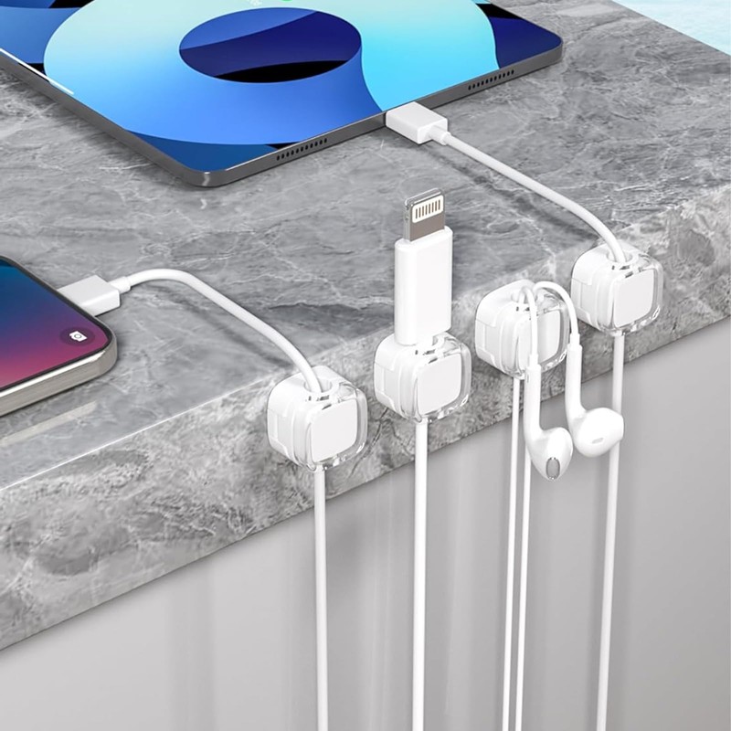 Beiyan Pack of 8 cable wall clips (transparent white)