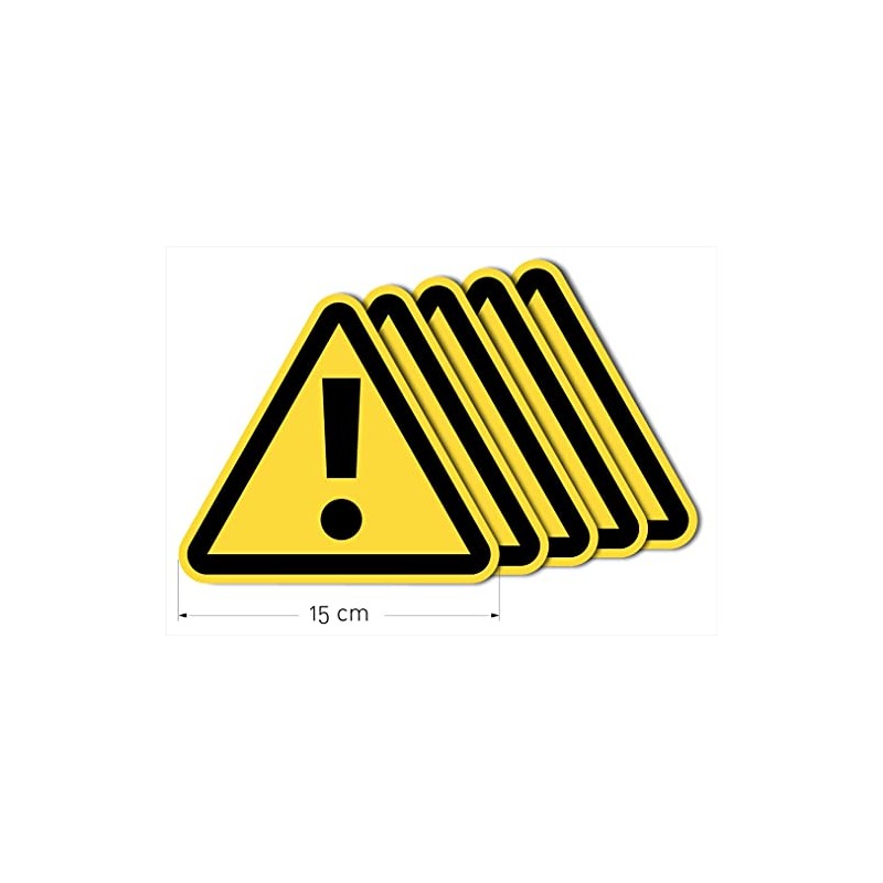 5 x 6" (15cm) General Warning Yellow Triangle Stickers with