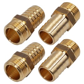 SKIR'CO (Pack of 4) Male Thread Barb Brass Fitting 1/2 Inch x 18 mm, Hose Barb Adapter, Hose Tail Connector, BSP Thread