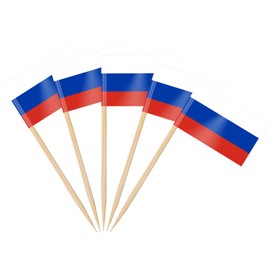 AhfuLife Russia Flag Toothpick Russian Flags Picks, 100 Pcs Small Tiny Cocktail Picks Cupcake Toppers Double-sided for World Cup, National Day, Birthday Party