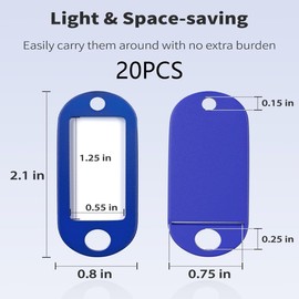 JUGUTA Schlüsselanhänger Mit Beschreibbaren Etiketten, Kunststoff-Schlüsselanhänger Mit Schlaufen, 10 Farben Austauschbar, 20 Stück