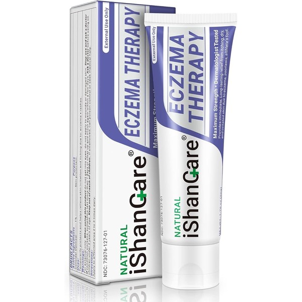 iShanCare® Eczema Cream, Maximum Strength Treatment Ointment for Psoriasis, Dermatitis, Rash, Infection, Jock Itch, Athletes Foot, Anti Itch, Relief for Redness, Irritated Skin, 1.76 Oz