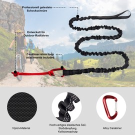 Tow Rope, 3 Metre Bicycle Tow Strap, Elastic, Load Capacity 500 lbs, Elastic Recovery Tow Strap for Children, Bicycle, MTB or Mountain Bike (Black)