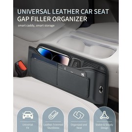 FLORICH Car Seat Gap Filler, Premium Leather Center Console Organizer, Front Seats Gap Filler Organizer and Storages Universal Fit for Car SUV Truck