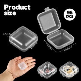96 Pcs Mini Clear Plastic Jewelry Box, Small Storage Containers with Hinged Lids Jewelry Package Clear Cases Earring Organizers for Crafts Beads Pills Ear Studs Necklaces Rings Jewelry Case