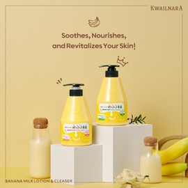 Kwailnara Banana Milk Body Wash – Korean Body Wash with Banana Extract for Soft, Hydrated Skin 560 g / 19.75 oz.