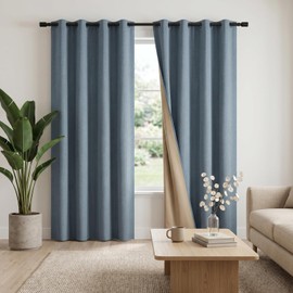 Rosewood - Cortinas Blackout para Recamara y Sala - Cortina 100 Blackout Look Lino - Aislamiento Térmico y Reducción Ruido - 2 Paneles - Cortinas...  