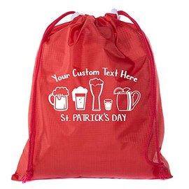 Mato & Hash St Patrick's Day Gift Bags, Custom Mini Drawstring Bags, Small Gift Bags - 10PK Red CE2655Patty S5