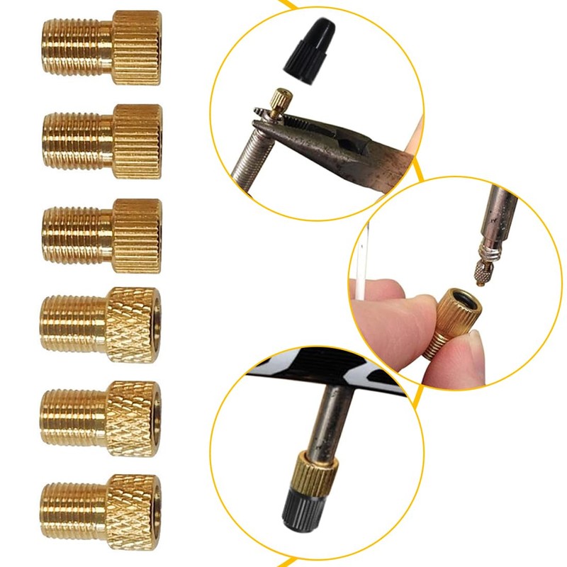 SUJEBKC French Valve Adaptor, 6 Pieces Bicycle Valve Adapter for