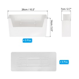 uxcell No Drilling File Holder, 5 Pcs Wall Mount File Organizer Magazines Organizer Door Mount Wall Hanging Pocket with Adhesive Pad, White
