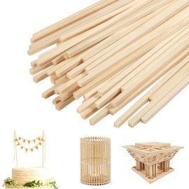 Craft Woods, Square Wooden Sticks, Bamboo Sticks for Crafts, Balsa Wood Sticks, Square Dowel Rods, 60 Pieces 25 cm Balsa Wood Sticks, Versatile, Untreated Square Dowels (3 mm)