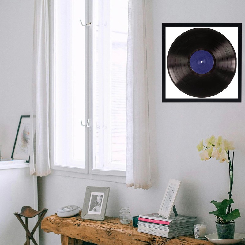 HEYTUYA 4 Pack 12.5x12.5 Black Record Frame, Lightweight PVC Album