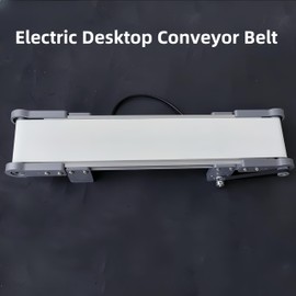 DC 12V Electric Desktop Conveyor Belt, 116RPM Adjustable Mini Conveyor Belt with Speed Controller for Small-Scale Material Production Packaging Friction Experiment, 19.7” x 3.9”