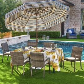 Horaldaily Summer Outdoor Tablecloth 60×84 Inch Rectangular, White Watercolor Wild Flowers Blooming Floral Seasonal Table Cover for Party Dinner Patio Garden Picnic BBQ