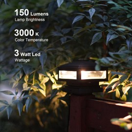 GOODSMANN Landscape Lighting 2PK 12V AC LED Low Voltage Post Cap Lights 3W 150 Lumen 3000K with Cable Connectors 2 Bases for 6X6 (Actual 5.5" x 5.5") and 4X4 (Actual 3.5" x 3.5")