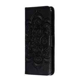 LEECOCO for LG G8 ThinQ Case Mandala Embossing Luxury PU Leather Flip Notebook Wallet Bookstyle Magnetic Stand Card Slot Folio Bumper Protection Cover for LG G8 / G8S / G8 ThinQ Mandala Black LD