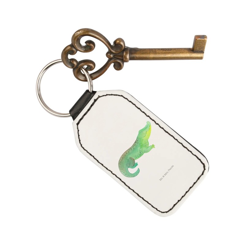 Mr. & Mrs. Panda Rectangular Keyring Crocodile, White