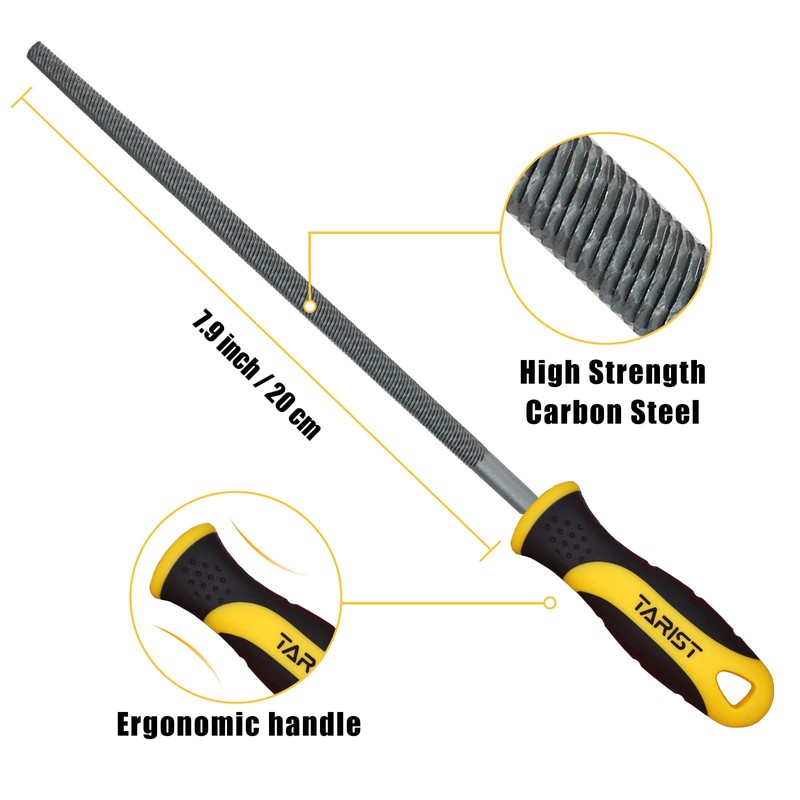 TARIST Metal File Set, 3-Piece, 8-inch,Professional Carbon Steel File, Includes