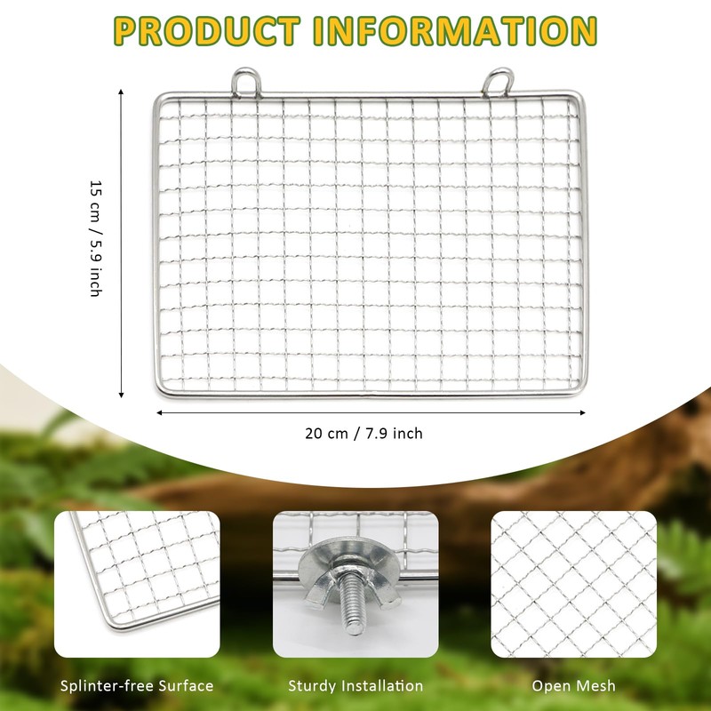 FUATY Stainless Steel Bird Perch for Cage, Open-Grid Easy Clean