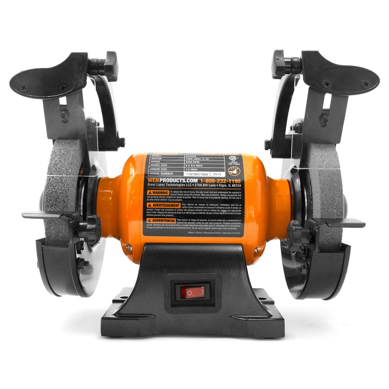 WEN BG4260 2.1-Amp 6-Inch Single Speed Bench Grinder, Orange,black