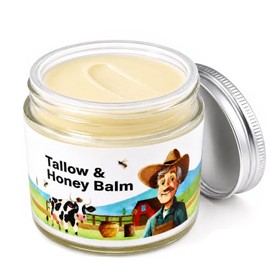 Tallow and Honey Balm Face Moisturizer, 2.12oz | Grass-Fed Tallow, Raw Wild Honey, Handmade All-Natural, For Dry & Sensitive Skin
