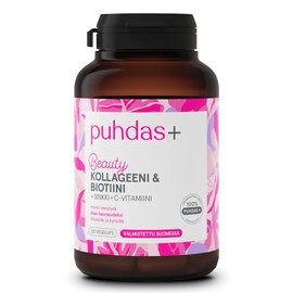 puhdas+ Collagen & Biotin [120 vegane Kapseln] hochdosiert Komplex aus Meeres Kollagen, Vitamin B7, C & Zink, Natürlicher Komplex, Biotin & Kollagen Kapseln hochdosiert - Hergestellt in Finnland