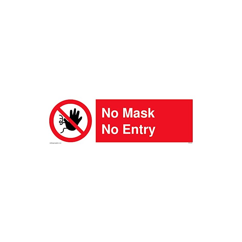 5 x No Mask No Entry Sign - 300mm x