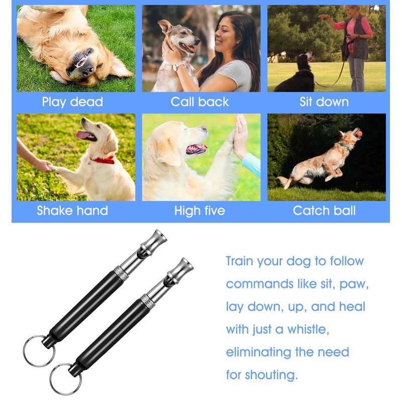 ValueBargain 2 Pack Dog Whistle, Ultrasonic Silent Dog Whistle to