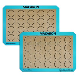 GUYDREMAT 2PCs Half Sheet Silicone Baking Mat Kit - Non Stick Food Grade Macaron Baking Mat - Reusable Easy Cleaning Oven Baking Mat for Macaron - 16 1/2” x 11 5/8”