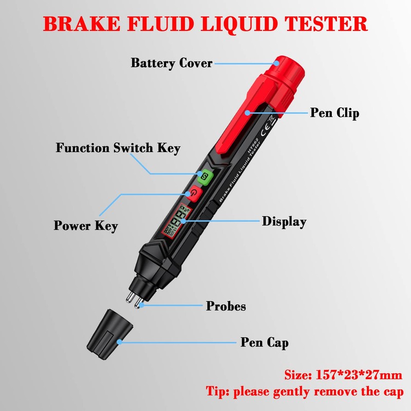 Brake Fluid Tester Pen, Automotive Brake Fluid Moisture Tester, Vehicle