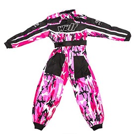 Wulfsport Wulf Cub Kids Quad Overall Racing Jump Suit Camo Design (Junior Small 5-6 Years, Pink Camo)