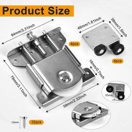 ADERTOS Pack of 8 Sliding Door Rollers, Quiet Sliding Door Rollers, Galvanised Iron Castors for Sliding Doors, Double Spring Design, Furniture, Wardrobe Castors, Sliding Castors for Cupboard, Window