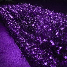 KAGAWA Christmas Net Lights,12ft x 5ft 360 LED Plug in 8 Modes Bush Mesh Lights Connectable for Christmas Trees Wedding Bushes Garden Outdoor Decorations (12ft x 5ft Clear Wire, Purple)