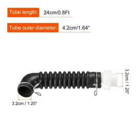 MECCANIXITY Washing Machine Drain Hose 0.8Ft PVC Extension Inner Connecting Pipe Black Corrugated Flexible Internal Hose for Washer