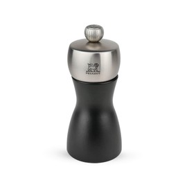 PEUGEOT 21283 Pepper Mill, Wooden, 4.7 inches (12 cm), Coarseness, Made in France, Fiji Black Mat