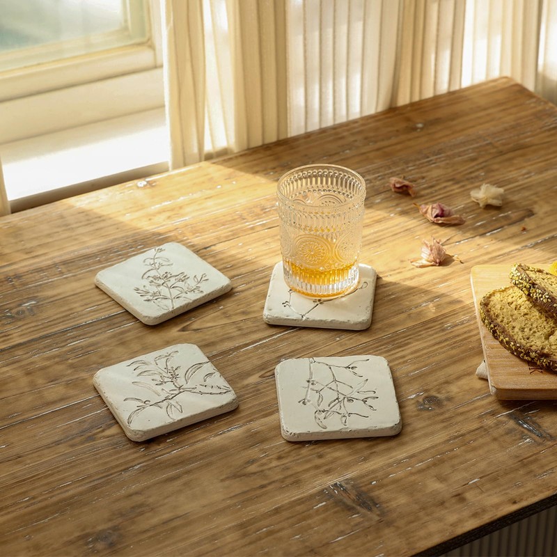 HOME PALETTE Botanical Coasters for Drinks Set of 4, 4.02