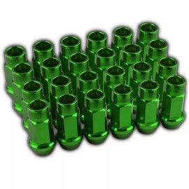 STATIIK 24PC GREEN LUG EXTENDED RACING LUG NUTS FOR TIRES/WHEELS/RIMS 50MM 12X1.5 C