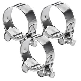 Editbar Stainless Steel Joint Bolt Clamp 60-63 mm - Set of 3 Hose Clamps, Silver