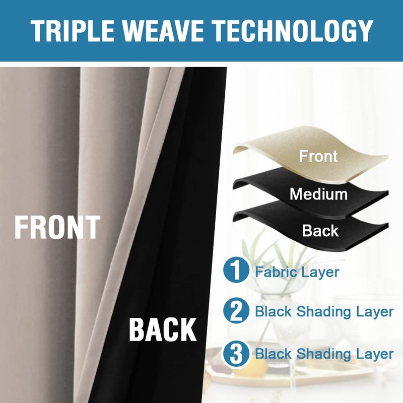 H.VERSAILTEX 100% Blackout Curtains for Bedroom Thermal Insulated Full Blackout