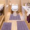 ACCUMTEK Striped Lavender Bathroom Rug Set 3 Pieces Ultra Soft,