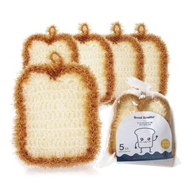 5 paños de cocina de ganchillo, con forma de tostada, sin olor, antiarañazos, reutilizables para cocina y uso doméstico, esponjas de lavado de doble capa