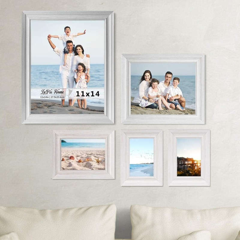LaVie Home 5x7 Picture Frames (3 Pack, Distressed White Wood