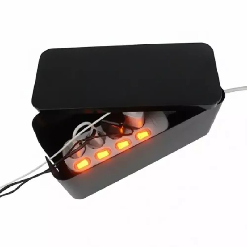 멀티탭 다용도 전선정리함 블랙 중형 Multi-Purpose Cord Organizer Black Medium