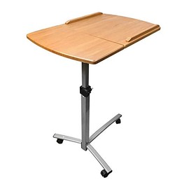 MH GLOBAL Foldable Laptop Desk Cart Over Bed Hospital Table Stand 26-40 Inch Adjustable Angle and Height Rolling