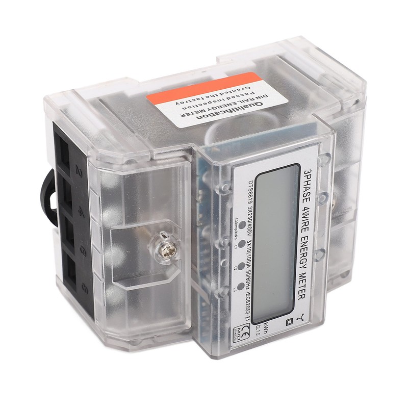 Energy Meter 3 Phase 4 Wire Backlit LCD Display DIN