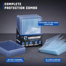 CardGuard - Cargadores superiores regulares transparentes de 3 x 4 pulgadas para tarjetas con mangas, 25 unidades - Protección premium duradera y sin 