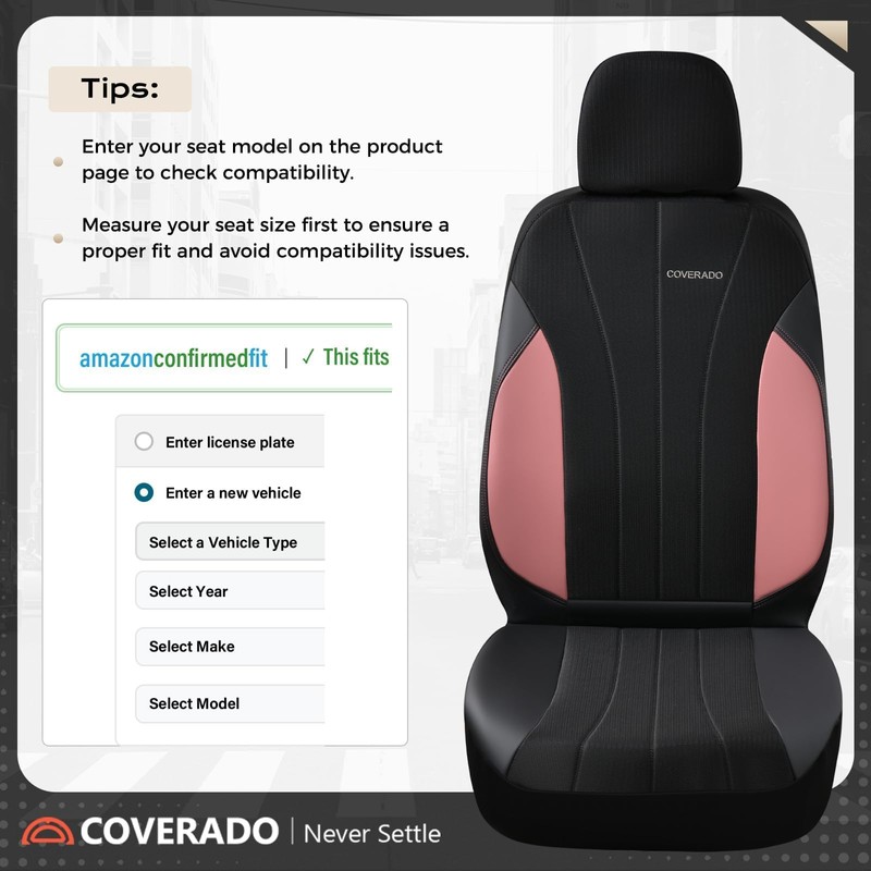 Coverado Automotive Seat Covers Front Seats, Luxury Car Seat Covers,