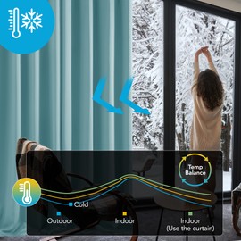 Deconovo Home Decorative Thermal Insulated Blackout Curtain Ring Top Curtain for Bedroom 52"x 72" Sky Blue 1 PANEL